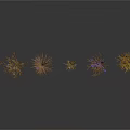 Different Plants with Purple Flowers and Grass Arranged in a Row on White Background