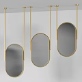 Elegant Modern Golden Hanging Oval Mirrors with Sleek Metal Frames
