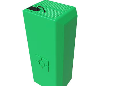 Green Rectangular Device With Ventilation Grille And Side Logo Design 3d model