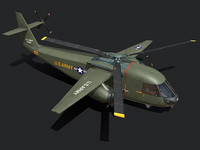 Military Olive Green U.S. Army U.S. Navy Helicopter With Rotors And Insignia 3d model