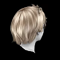 Game Movie Character 3D Head Model with Blonde Curly Short Hair on Black Background