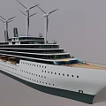 Modern Cruise Ship With Multiple Decks Green Plants And White Hull Design
