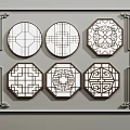 New Chinese-style openwork window openwork carved window 3d model