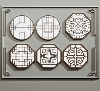 New Chinese-style openwork window openwork carved window 3d model