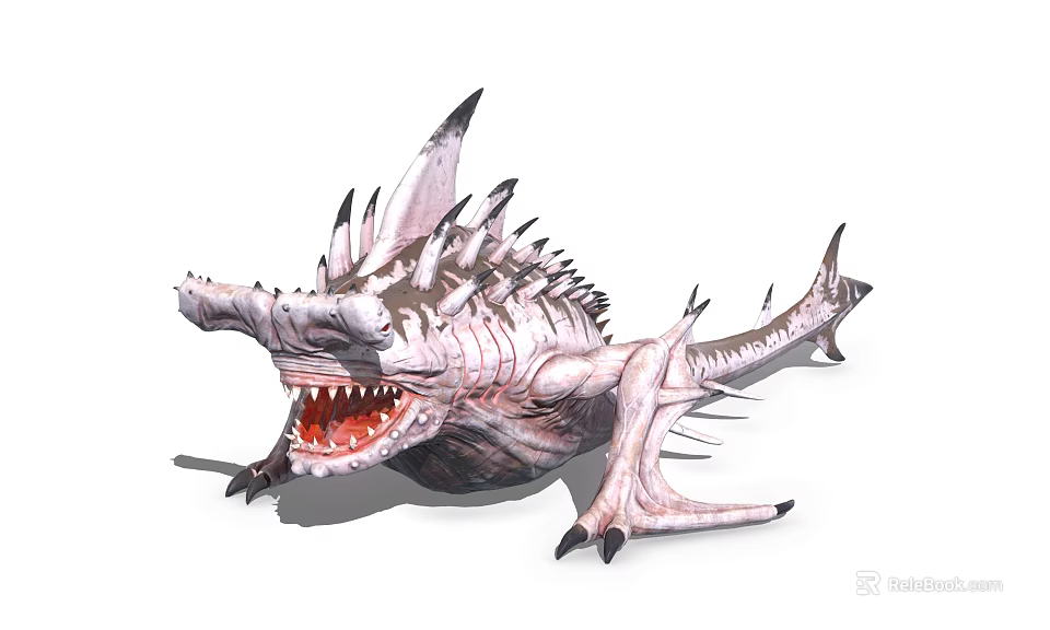 Fantasy Creature Character For Game Film With Spikes Sharp Teeth Claws 3d model 