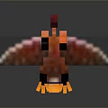 Pixel Art Red Bird Character With Colorful Wings And Yellow Beak Claws