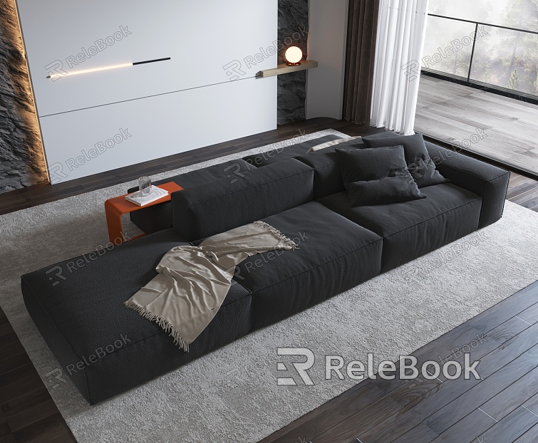 Minotti Sofa Living Room Sofa Coffee Table Combination Dark Sofa Advanced Sofa Combination Sofa model