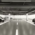 Modern Underground Parking Lot Parking Spaces Line Wall Design Cylindrical Design 3d model