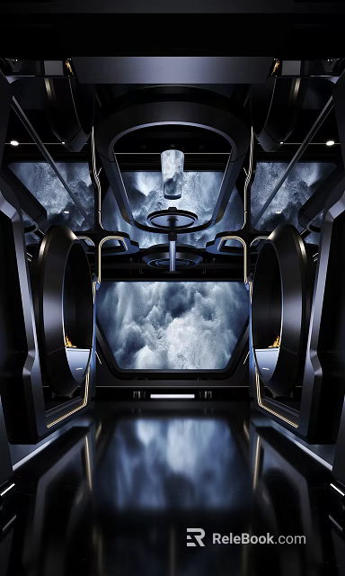 KTV Luxury Private Room With Futuristic Interior And Cloud View 3d model 