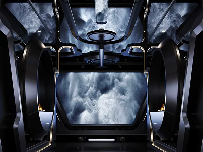 KTV Luxury Private Room With Futuristic Interior And Cloud View 3d model