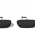 Modern Black Bathtub Design With Suspended And Freestanding Styles Faucet And Round Knobs