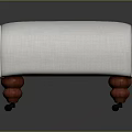 White Upholstered Ottoman With Red Legs And Round Base In Simple Design