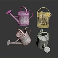 Vintage White Watering Cans With Bark Texture For Home Garden Use