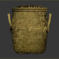 Yellow Handwoven Wicker Storage Basket With Lid And Two Handles 3d model
