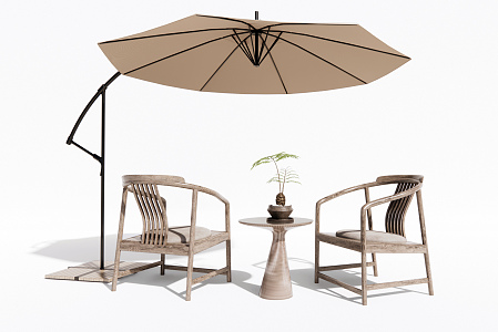 New Chinese Style Outdoor Table and Chair Leisure Chair 3d model