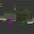 Industrial Machinery Equipment With Metallic Structure Yellow Railings Ladders And Thruster Units