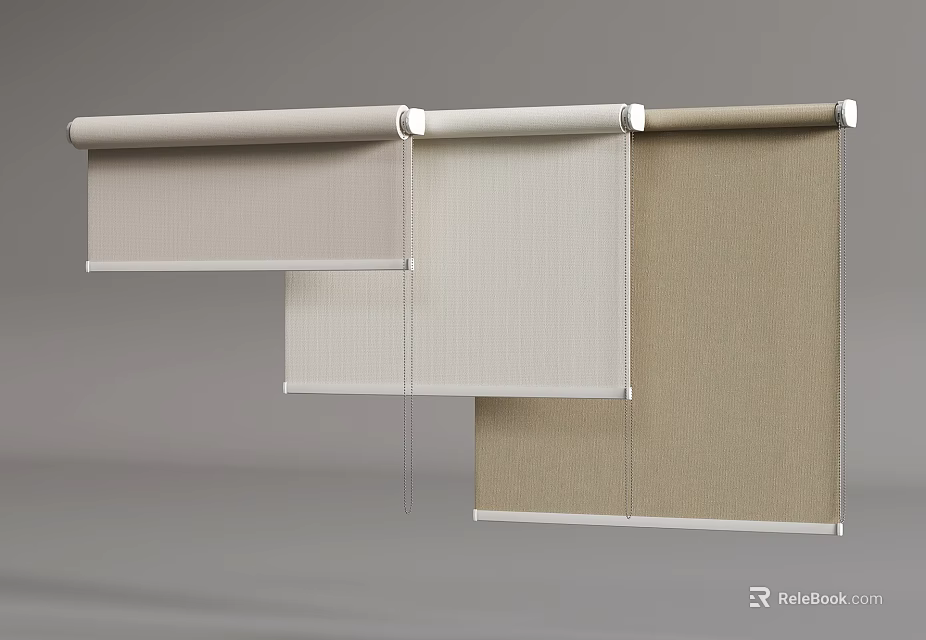Modern Roller Blinds In Different Colors And Styles For Home Decor 3d model