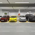 Indoor Parking Garage With Various Colored Cars And Clear Floor Markings