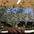 Hotel Public Lounge Area Featuring Living Plant Wall Large Windows And Modern Pendant Lights