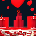Jiuting 9th Anniversary Stage Event With Red Heart Decorations And Square Structures