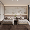 New Chinese Room Hotel Room 3d model