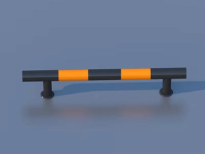 Black And Orange Striped Safety Guard Rail With Two Black Base Supports For Home Use 3d model