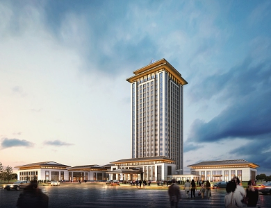 New Chinese Hotel 3d model