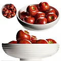 White Ceramic Bowls Filled With Fresh Red Apples In Various Sizes