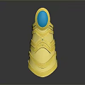 Character And Creature Themed Armor With Yellow Exterior And Blue Orb