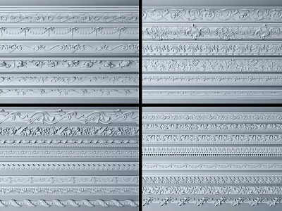 Decorative Cornice Molding With Various Intricate Patterns For Interior Design 3d model