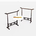 Two Traditional Wooden Coat Racks With Dark Carved Structure And Classic Design