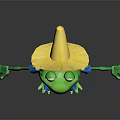 Cartoon Frog Character With Yellow Straw Hat Green Body Blue Shirt And Orange Pants