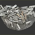 Pile of Wooden Pieces and Stone Materials for Construction Use