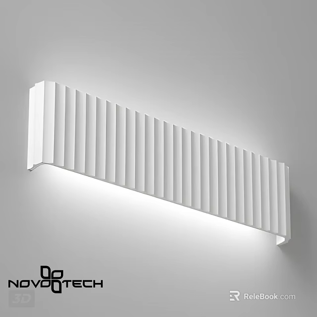 Modern White Wall Light With Vertical Stripes Design Illuminated On Wall 3d model 