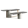 Modern Coffee Table Featuring Concrete Metal Base And Wooden Surface Design 3d model