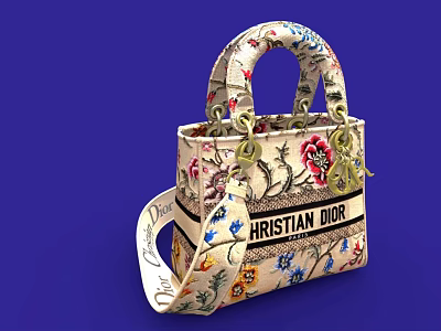 Christian Dior Stylish Bag With Floral Patterns Handle And Adjustable Strap 3d model
