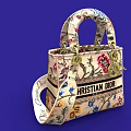 Christian Dior Stylish Bag With Floral Patterns Handle And Adjustable Strap