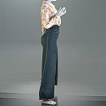 Pink Floral Print Blouse With Blue Wide Leg Jeans Fashion Outfit Design