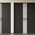 Modern Hinged Doors with Black Finish and White Wavy Pattern for Interior Home Decor