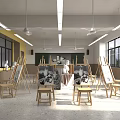 School Art Classroom With Easels Plaster Statues Stools And Natural Light
