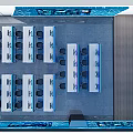 Modern Security Control Room With Multiple Monitoring Screens Consoles And Office Chairs