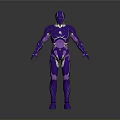 Futuristic Purple Robot Character With Blue Accent Lines In Standing Pose