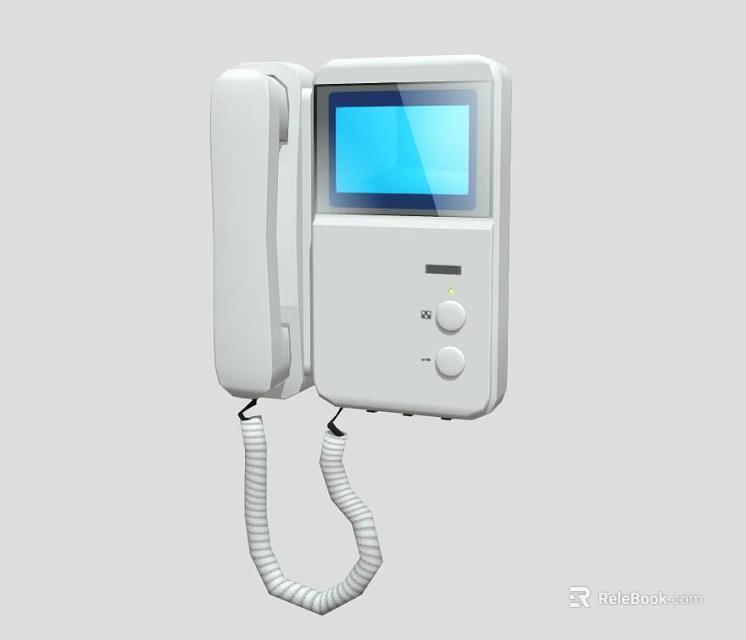 White Home Telephone With Screen Handset And Buttons Daily Use Appliance 3d model 
