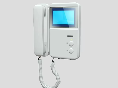 White Home Telephone With Screen Handset And Buttons Daily Use Appliance 3d model