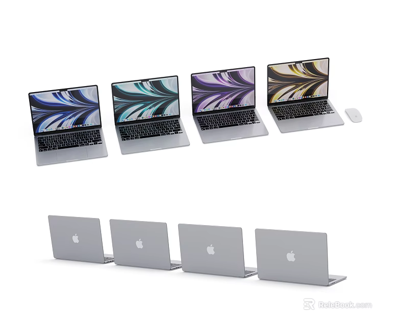 Multiple Laptop Models With Display Screens And Modern Design Features 3d model