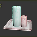 White Decorative Candles Placed On Minimalist Square Tray For Home Decoration