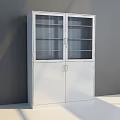 Modern White Bookcase With Glass Front Doors And Lower Cabinet Storage Shelves