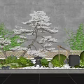 Karesansui Zen Garden Design With Raked Gravel Pine Trees Moss And Stones