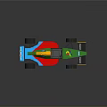 Colorful Race Car Model With Blue Red Green Yellow Design And HELLO Lettering On Body