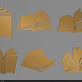 Golden Book Shaped Wall Decor With Various Open Designs And Styles 3d model